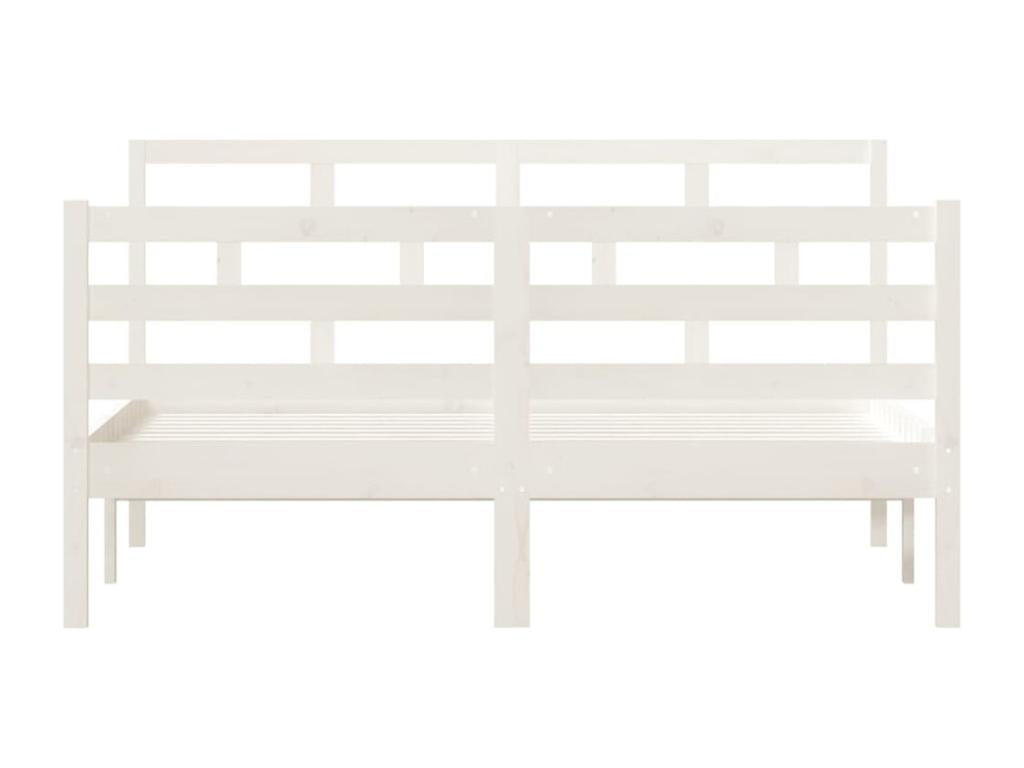 Bed frame White Solid wood 140x190 cm