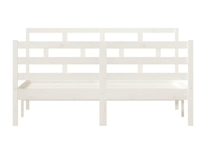 Bed frame White Solid wood 140x190 cm