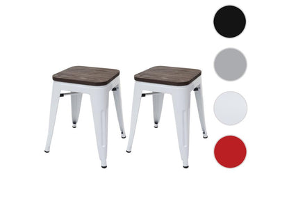 2x Meubiana-A73 stools with wooden seats included, white