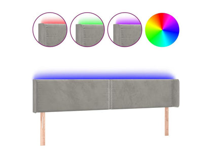 Light Grey LED Headboard 183x16x78/88 cm Velvet