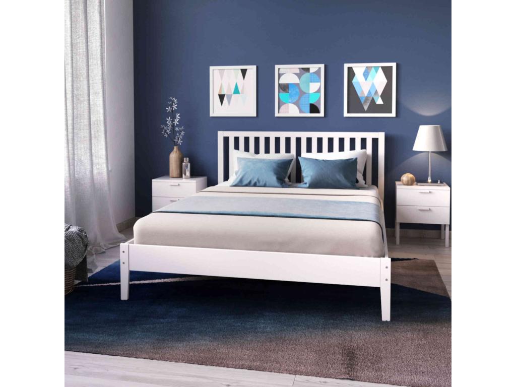 Bed with white wooden headboard 140x190 - LT14008