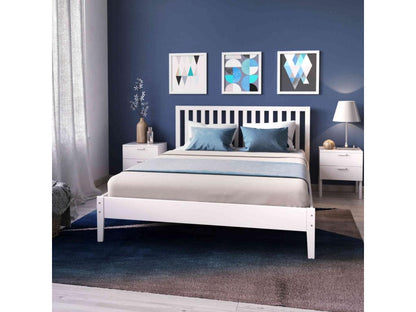 Bed with white wooden headboard 140x190 - LT14008