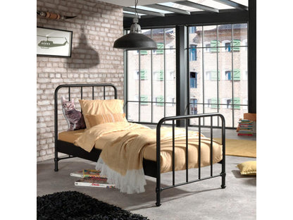 Children's bed with metal bars, 90x200 cm, black - LT2059