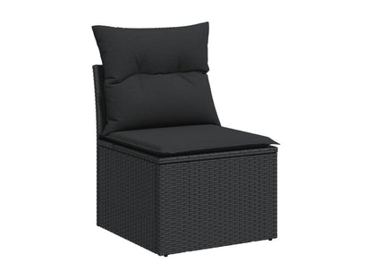 8-piece garden furniture set with cushions, black resin wicker