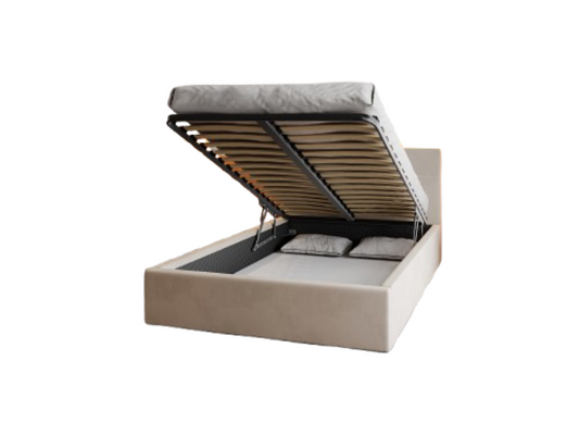 Doucezen 120x200 cm storage bed with Doucezen lift-up slatted base, Beige