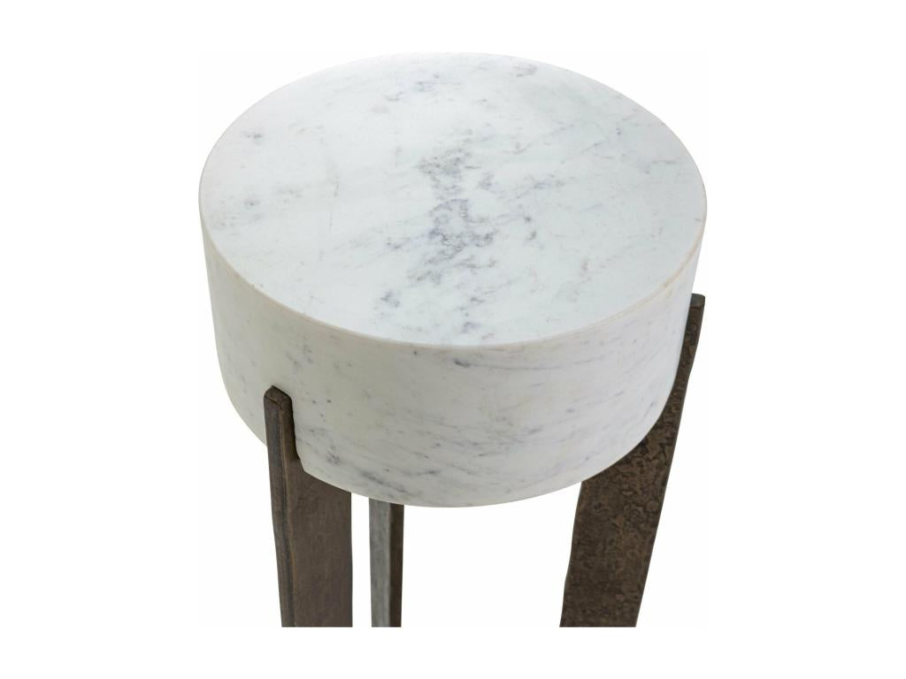 Metal/Marble Side Table -- Antique Gold/White