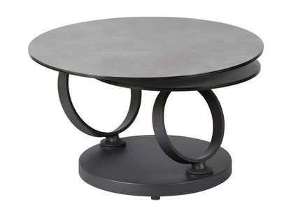 Articulated coffee table, metal/glass, dark grey ceramic - VERRO