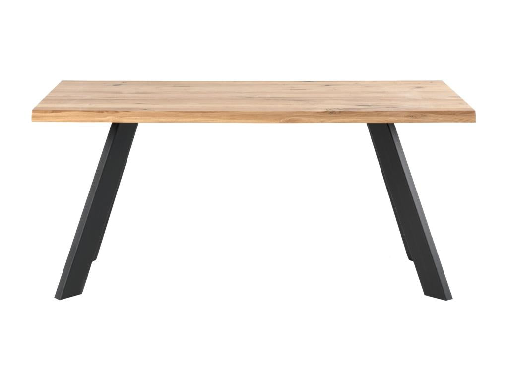 Homzora Industrial Dining Table – Light Solid Oak and Metal Legs – Natural/Black Colour – Width 200 cm