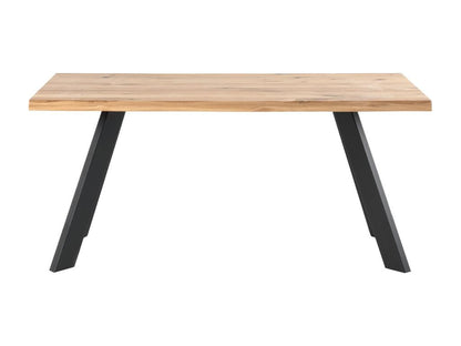 Homzora Industrial Dining Table – Light Solid Oak and Metal Legs – Natural/Black Colour – Width 200 cm