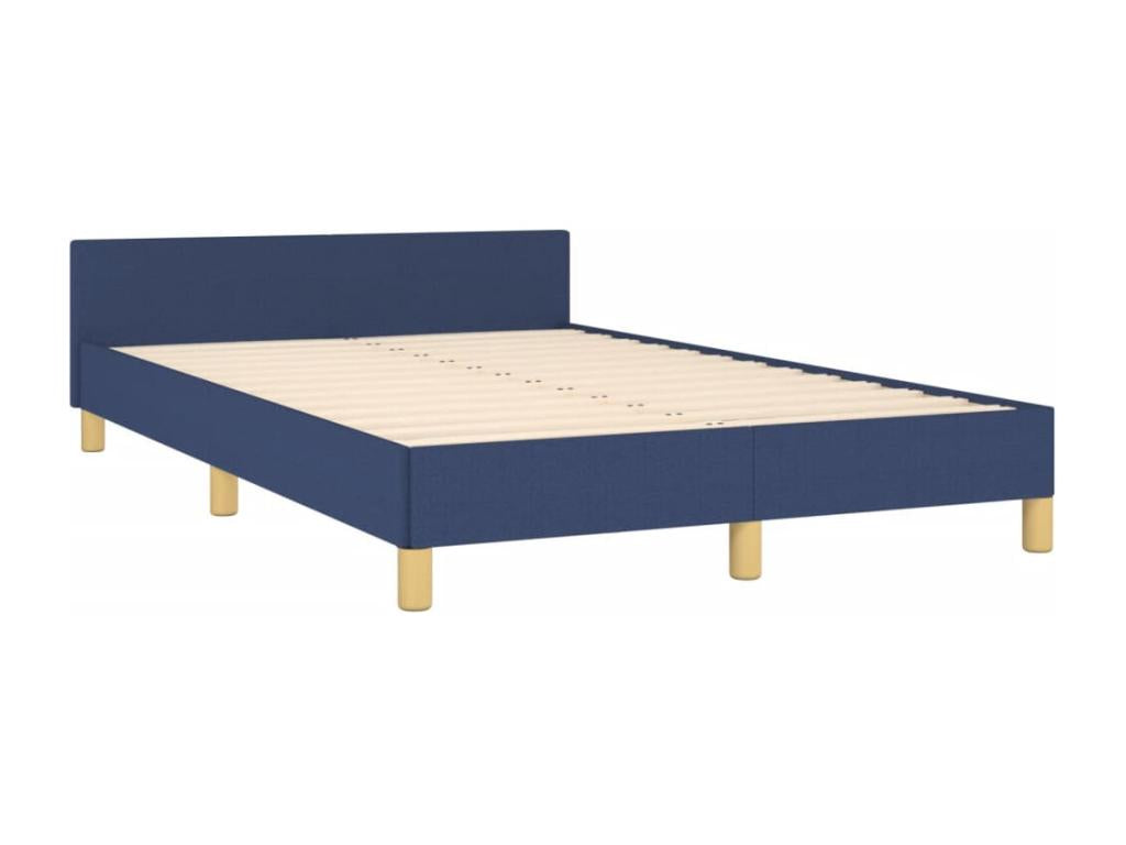 Bed frame with blue headboard, 120x190 cm, fabric
