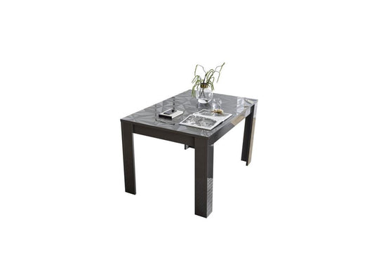 Extendable dining table, glossy grey lacquer - Meubiana