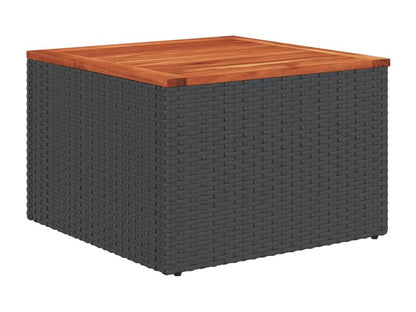 9-piece garden furniture set with cushions, black woven resin