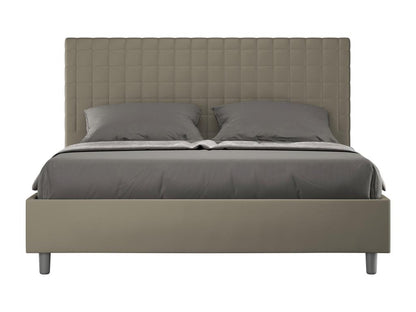 Sunny bed with upholstered slatted base, 160x200 cm, cappuccino faux leather