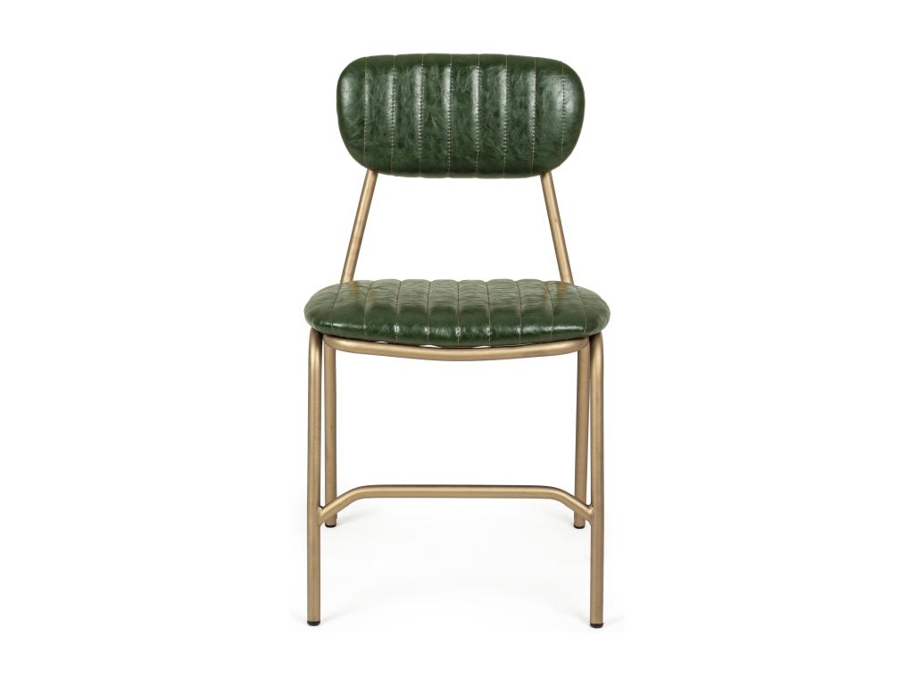 Meubiana Dark Green and Gold Steel Chair - Set of 2
