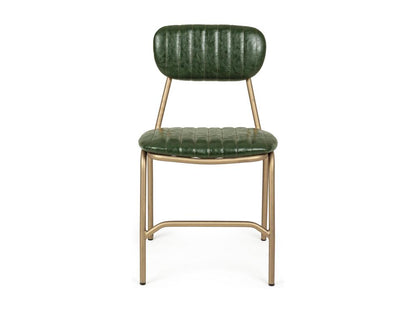 Meubiana Dark Green and Gold Steel Chair - Set of 2
