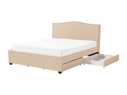 Bed with storage drawers, MONTPELLIER fabric, 180x200 cm, Beige