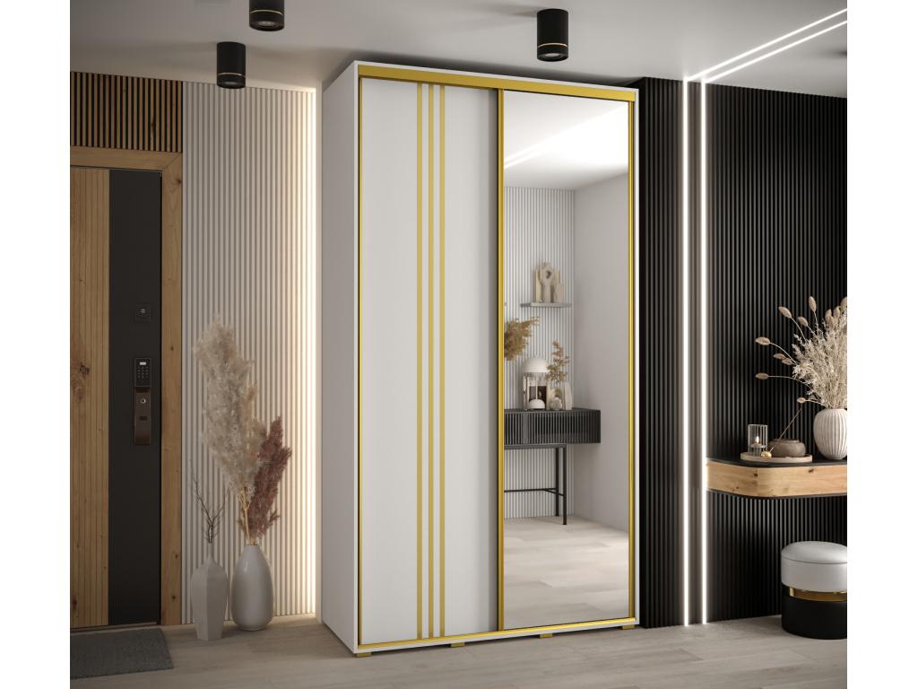 Homzora 7 Sliding Door Wardrobe 235.2/130/60 2 Doors White/White/Gold