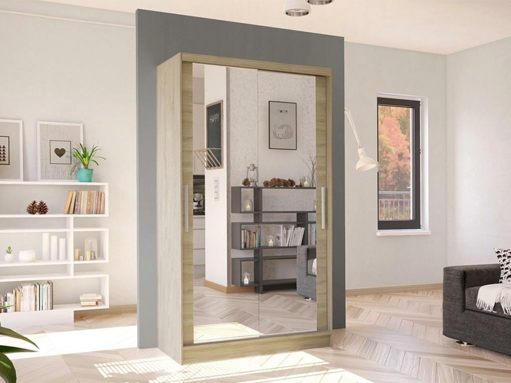 Meubiana 165 Wardrobe, Meubiana Oak, 200x100x58cm, Sliding Wardrobe Doors