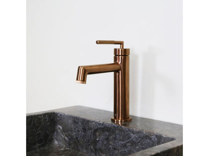 Homzora low-profile basin mixer tap, brushed copper - Homzora