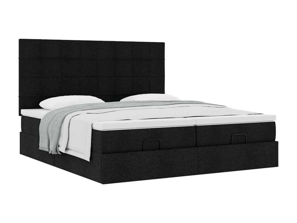 Ottoman bed frame with black mattress 200x200cm fabric