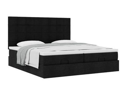 Ottoman bed frame with black mattress 200x200cm fabric
