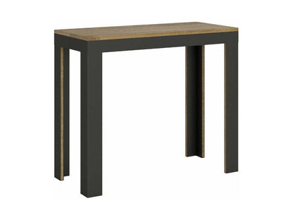 Meubiana Evolution extendable wooden console table with 4 wooden and anthracite steel legs - White - 4-leg support - 3 extension leaves