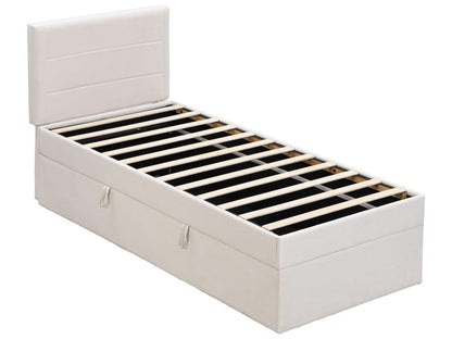 Storage bed with beige storage space 200x90 cm - Meubiana