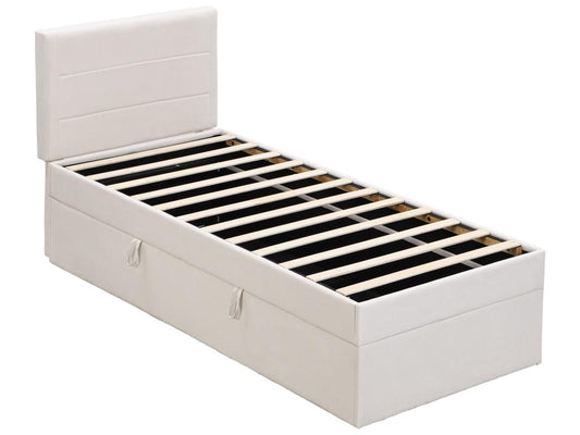 Storage bed with beige storage space 200x90 cm - Meubiana