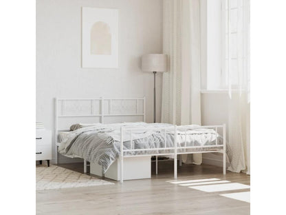 Metal bed frame with headboard and footboard, white, 135x190