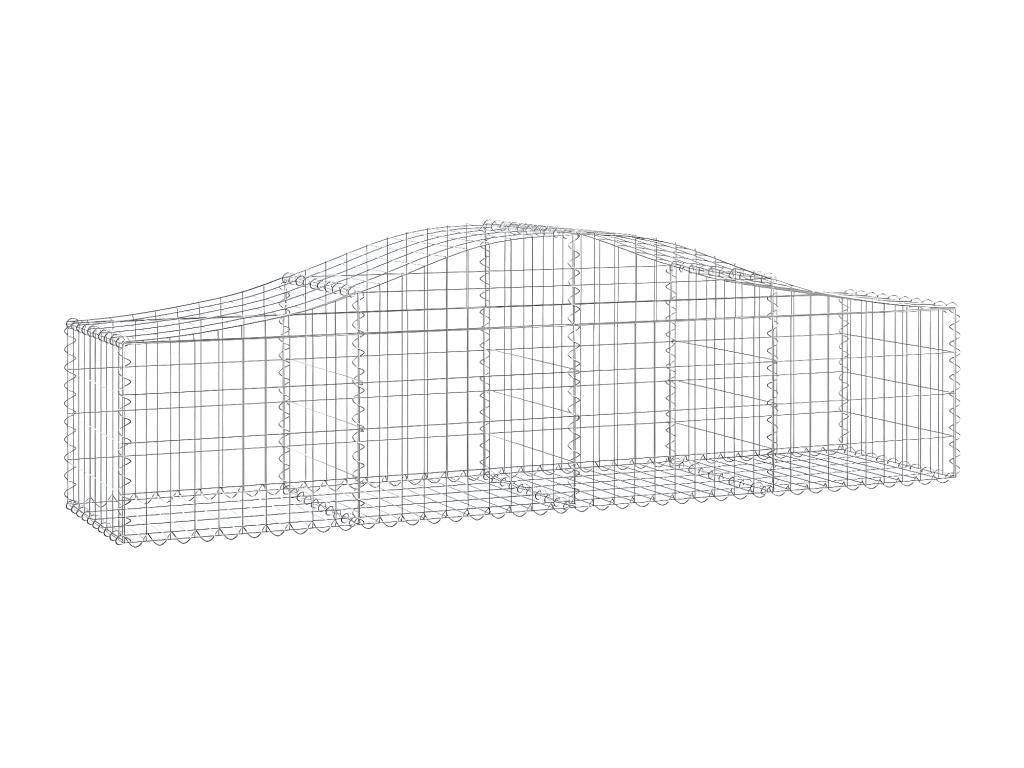 15 arched gabion baskets, 200x50x40/60 cm, galvanized iron