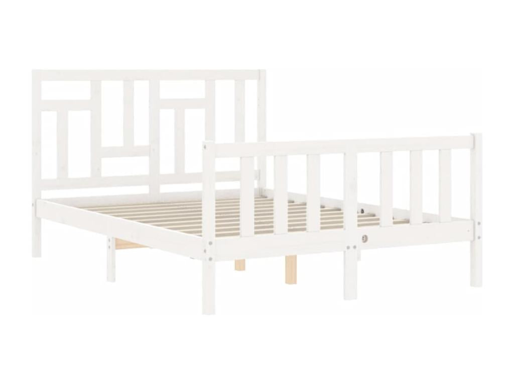 Bed frame without mattress, white, solid pine wood