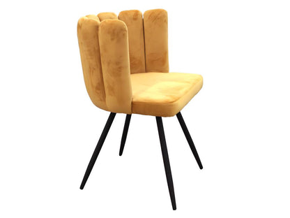 Homzora - Set of 6 Yellow Velvet Chairs