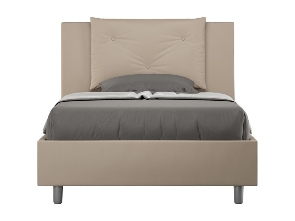 Doucezen 1.5-person bed without slatted base, upholstered in faux leather.
