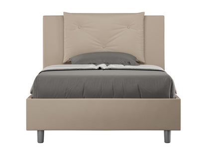 Doucezen 1.5-person bed without slatted base, upholstered in faux leather.