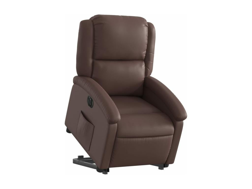 Brown faux leather electric recliner