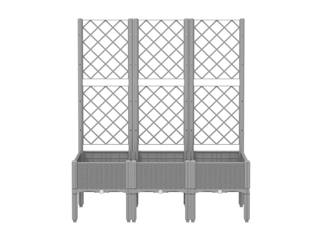 Planter with light grey trellis 120x40x142 PP