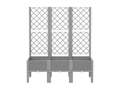 Planter with light grey trellis 120x40x142 PP