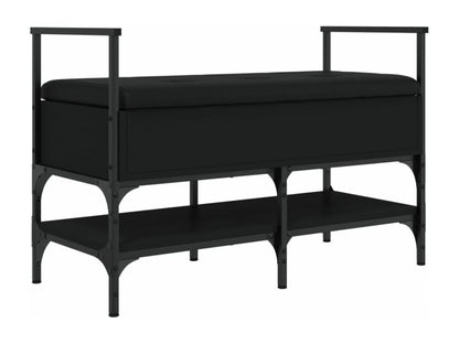 Black shoe bench 85.5x42x57.5 cm engineered wood