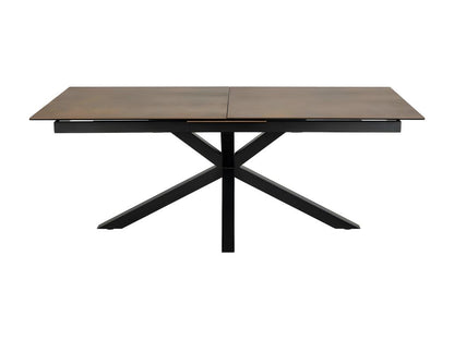 Eurame - Extendable dining table for 6 to 12 people in ceramic and metal, 200-240x100cm - Brown