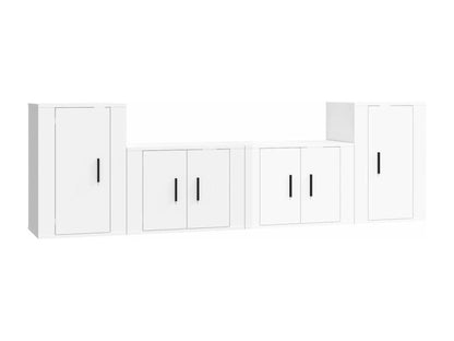 4-Piece TV Furniture Set, Glossy White, Engineered Wood