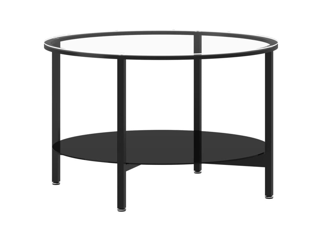 Black and transparent tea table, 70cm, tempered glass