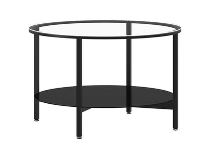Black and transparent tea table, 70cm, tempered glass