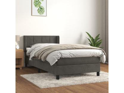 Upholstered bed base and mattress, Dark Grey, 90x200 cm, Velvet