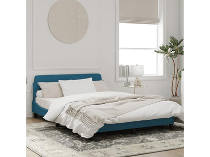 Bed frame with blue headboard, 120x200 cm, velvet