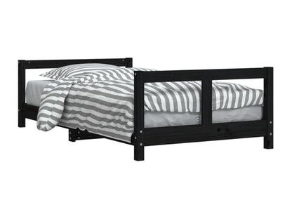 Black children's bed frame 80x160 cm solid pine wood