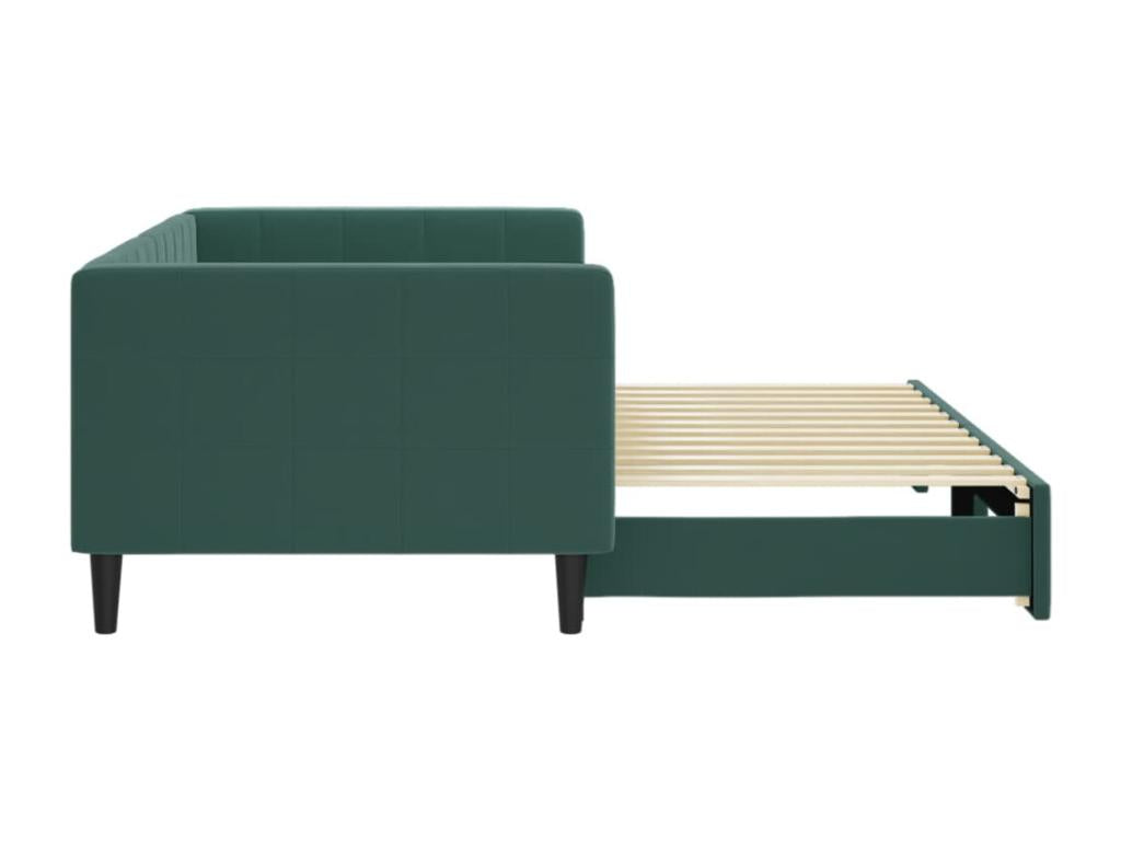 Daybed with pull-out bed, dark green, 90x200 cm, velvet