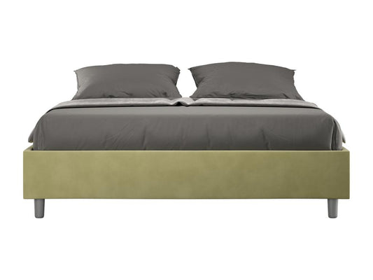 Bed with upholstered slatted base 160x190 microfiber green Meubiana