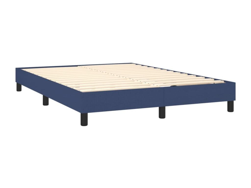 Upholstered bed base with mattress, blue, 140x190 cm, fabric
