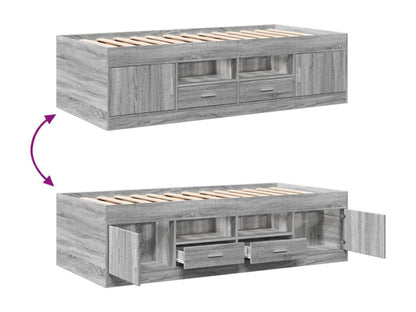 Homzora grey daybed with drawers, 75x190 cm, engineered wood