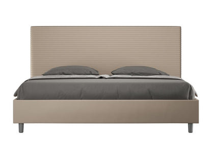 Homzora size bed with 200x200cm upholstered slatted base in faux leather.